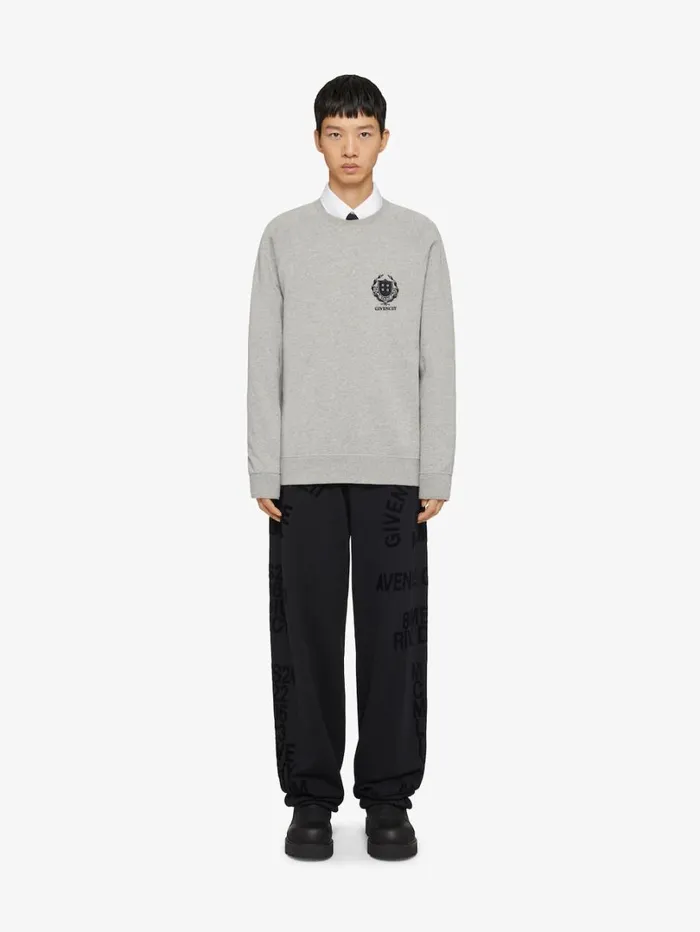 Givenchy GIVENCHY Crest Slim Fit Sweatshirt In Fleece Light Grey Melange Men Sweatshirts and Hoodies Givenchy GIVENCHY Crest Slim Fit Sweatshirt In Fleece Light Grey Melange Men Sweatshirts and Hoodies