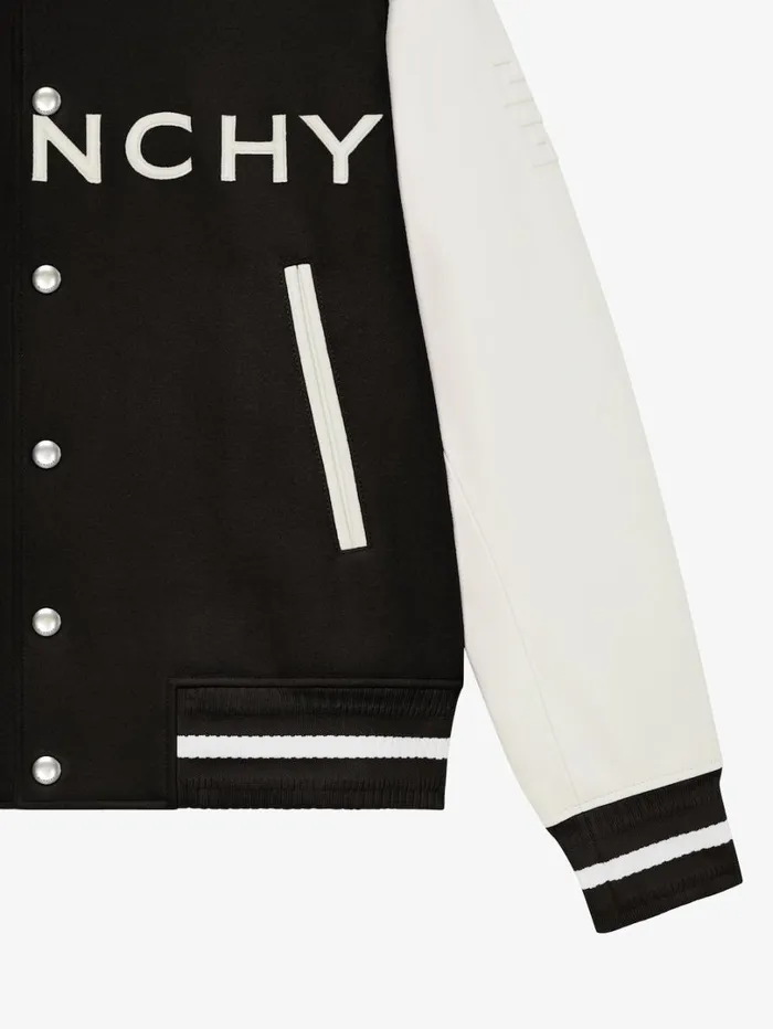 Givenchy GIVENCHY Varsity Jacket In Wool And Leather Blackwhite Men Outerwear and Blousons