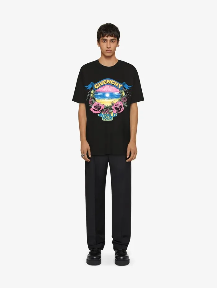 Givenchy GIVENCHY World Tour Oversized Tshirt In Cotton Black Men TShirts