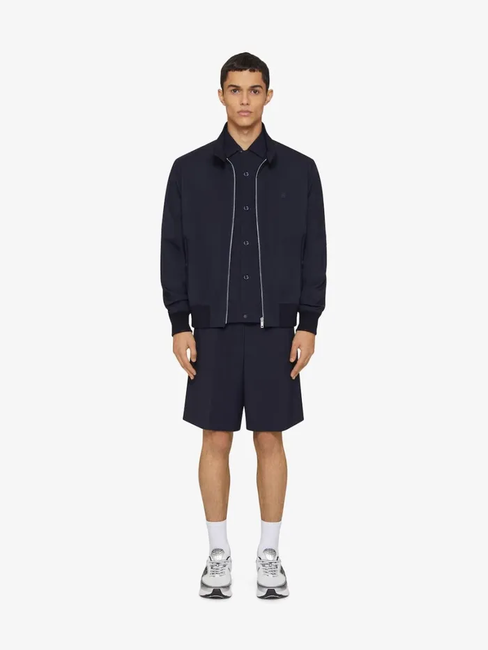 Givenchy Harrington Jacket In Wool Poplin With 4G Detail Night Blue Men Outerwear and Blousons Givenchy Harrington Jacket In Wool Poplin With 4G Detail Night Blue Men Outerwear and Blousons