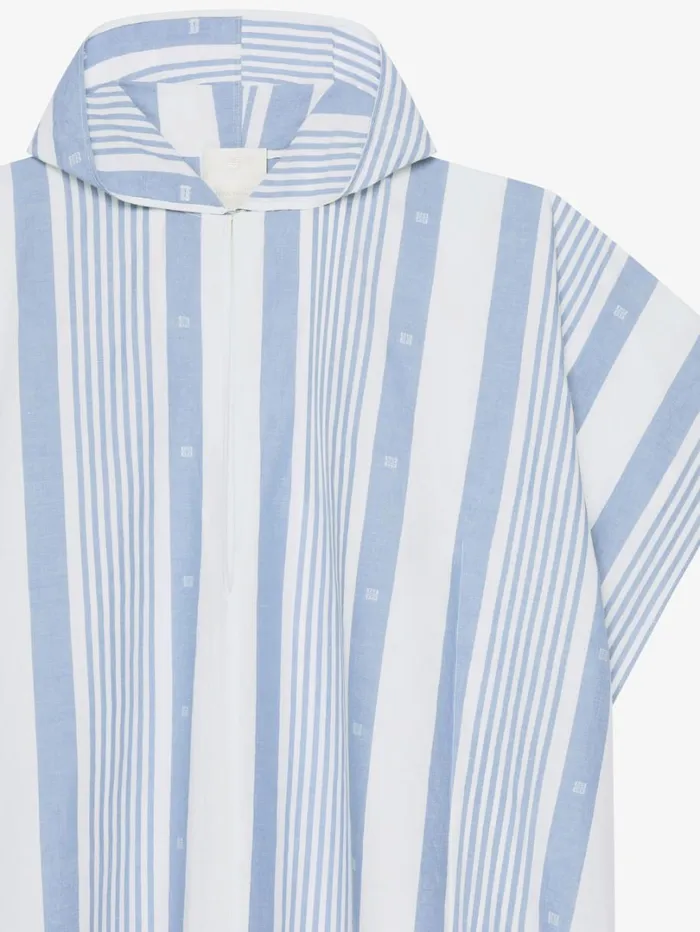 Givenchy Kaftan In Cotton And Linen With 4G Stripes Blueoff White Women Dresses