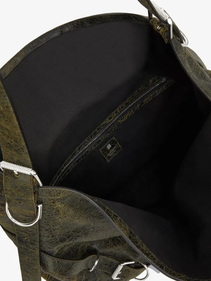 Givenchy Large Voyou Bag In Crackled Leather Blackyellow Men Crossbody Bags