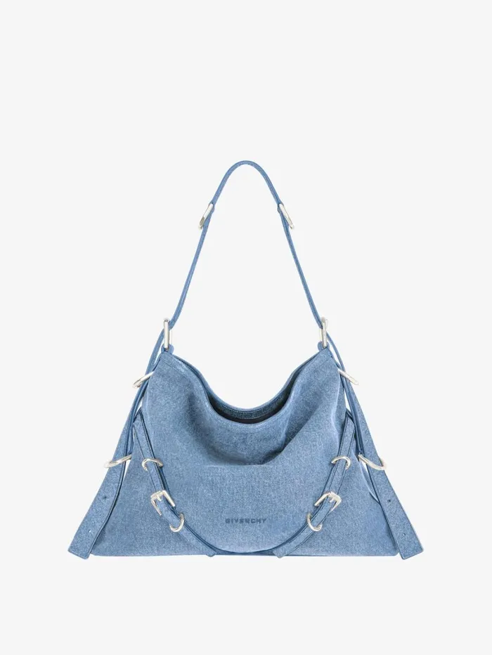 Givenchy Medium Voyou Bag In Denim Medium Blue Women Crossbody Bags