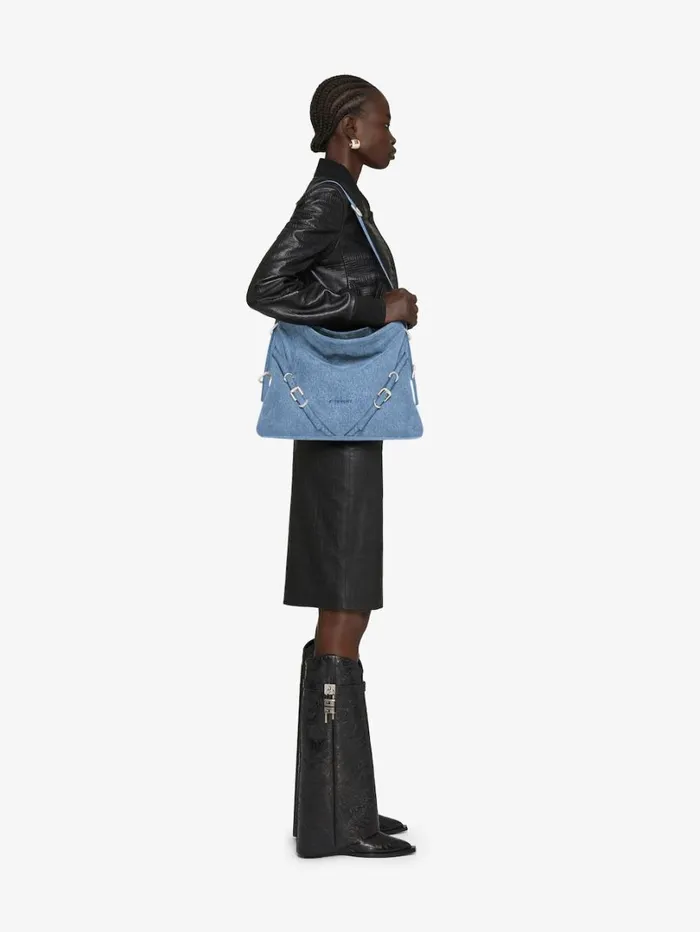 Givenchy Medium Voyou Bag In Denim Medium Blue Women Crossbody Bags Givenchy Medium Voyou Bag In Denim Medium Blue Women Crossbody Bags