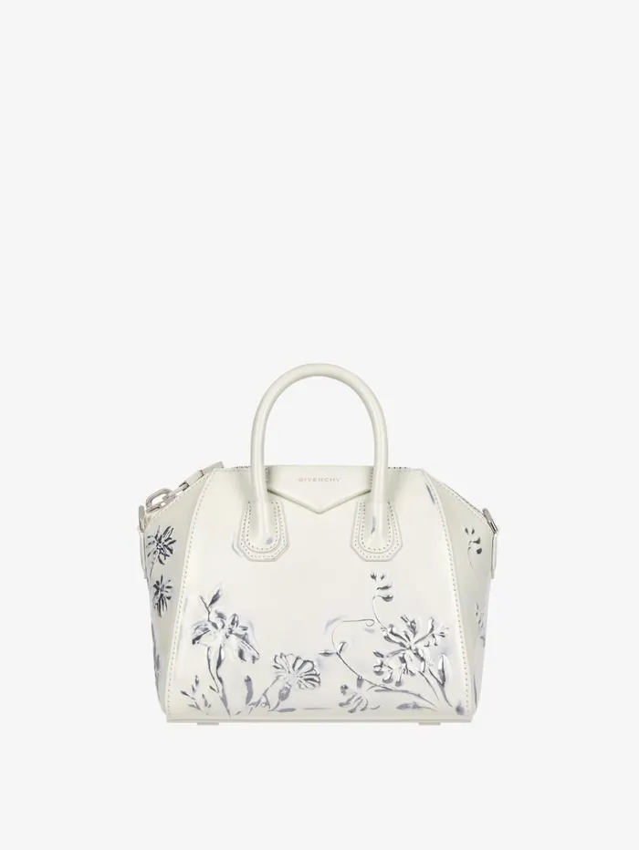 Givenchy Mini Antigona Bag In Leather With Floral Pattern Ivory Women Crossbody Bags Givenchy Mini Antigona Bag In Leather With Floral Pattern Ivory Women Crossbody Bags