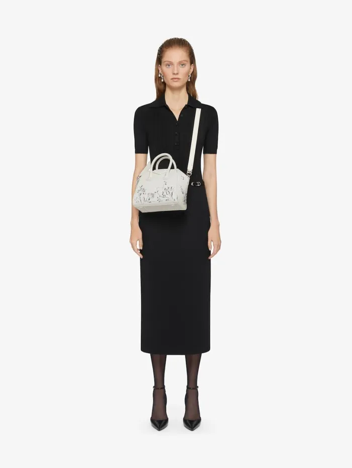 Givenchy Mini Antigona Bag In Leather With Floral Pattern Ivory Women Crossbody Bags Givenchy Mini Antigona Bag In Leather With Floral Pattern Ivory Women Crossbody Bags