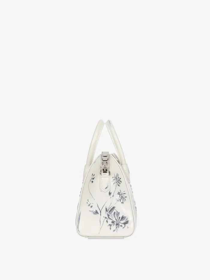 Givenchy Mini Antigona Bag In Leather With Floral Pattern Ivory Women Crossbody Bags Givenchy Mini Antigona Bag In Leather With Floral Pattern Ivory Women Crossbody Bags