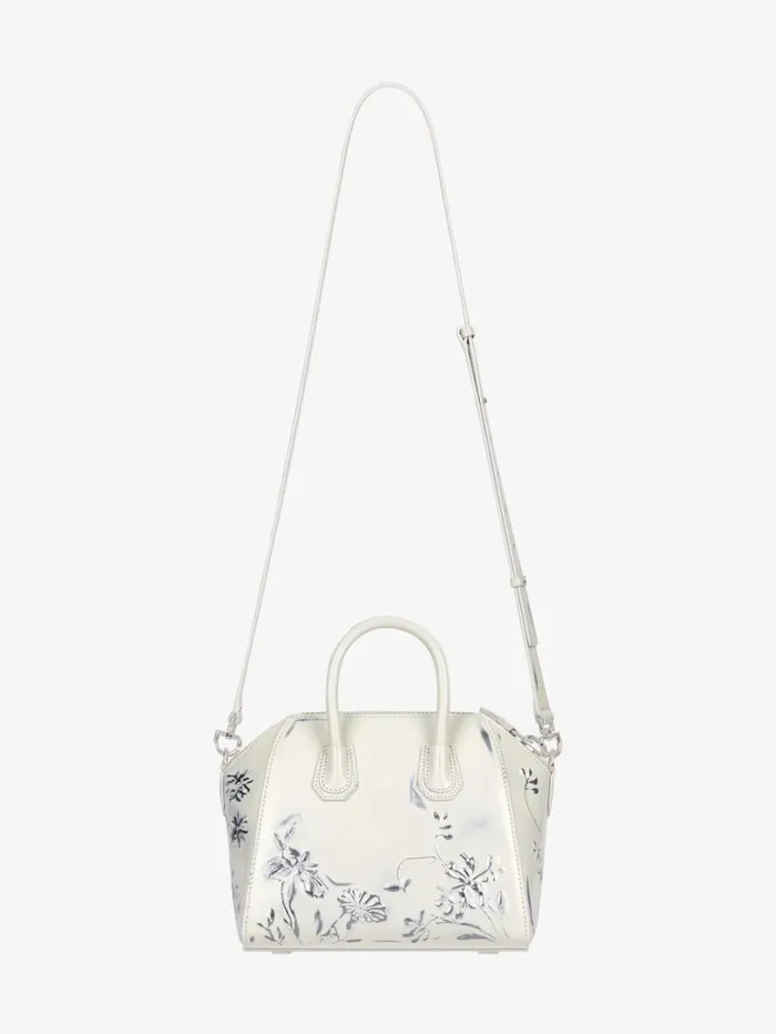 Givenchy Mini Antigona Bag In Leather With Floral Pattern Ivory Women Crossbody Bags Givenchy Mini Antigona Bag In Leather With Floral Pattern Ivory Women Crossbody Bags