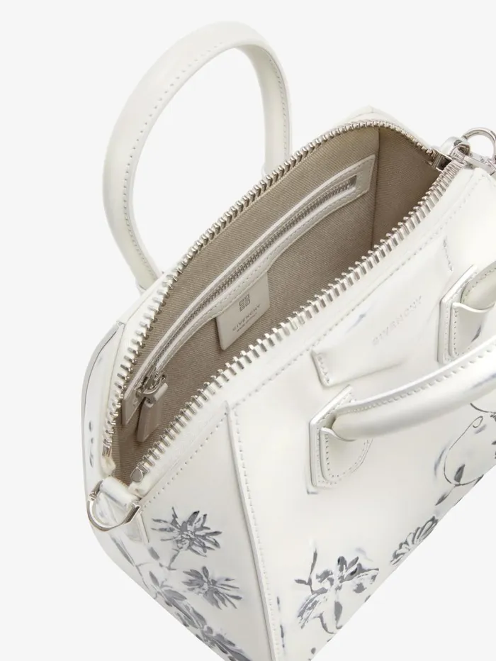 Givenchy Mini Antigona Bag In Leather With Floral Pattern Ivory Women Crossbody Bags Givenchy Mini Antigona Bag In Leather With Floral Pattern Ivory Women Crossbody Bags