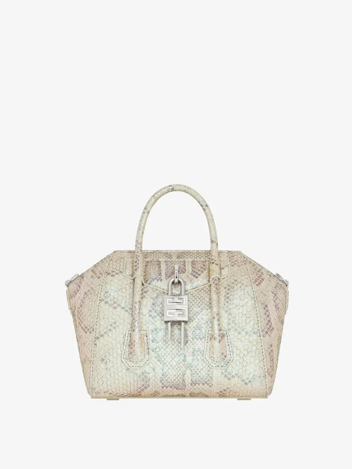Givenchy Mini Antigona Lock Bag In Python With Pearl Effect Dusty Golden Women Crossbody Bags Givenchy Mini Antigona Lock Bag In Python With Pearl Effect Dusty Golden Women Crossbody Bags