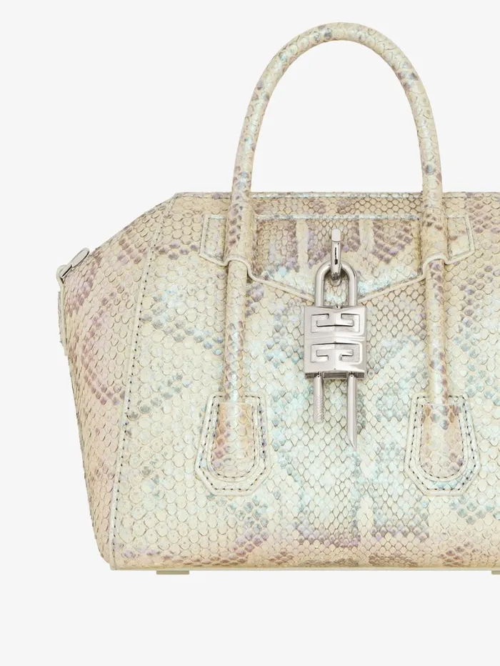 Givenchy Mini Antigona Lock Bag In Python With Pearl Effect Dusty Golden Women Crossbody Bags Givenchy Mini Antigona Lock Bag In Python With Pearl Effect Dusty Golden Women Crossbody Bags