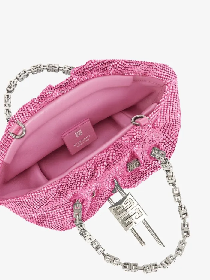 Givenchy Mini Kenny Bag In Satin With Strass Neon Pink Women Micro Bags Givenchy Mini Kenny Bag In Satin With Strass Neon Pink Women Micro Bags