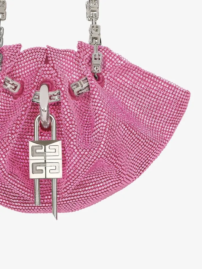 Givenchy Mini Kenny Bag In Satin With Strass Neon Pink Women Micro Bags Givenchy Mini Kenny Bag In Satin With Strass Neon Pink Women Micro Bags