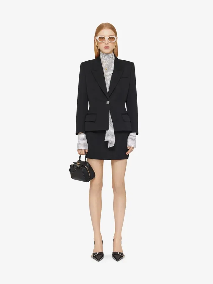 Givenchy Mini Skirt In Wool With 4G Liquid Detail Black Women Skirts