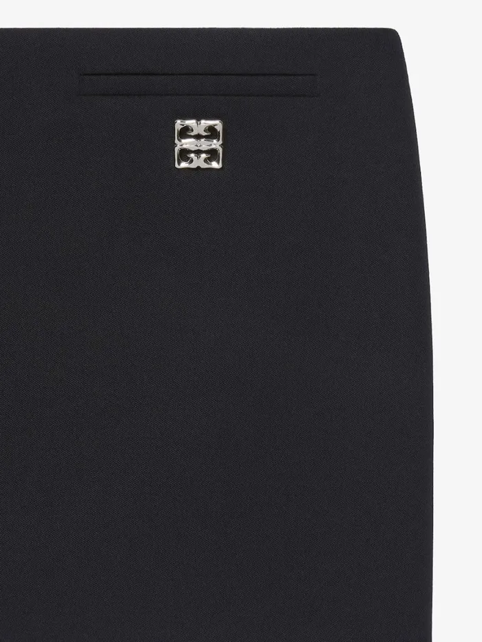 Givenchy Mini Skirt In Wool With 4G Liquid Detail Black Women Skirts
