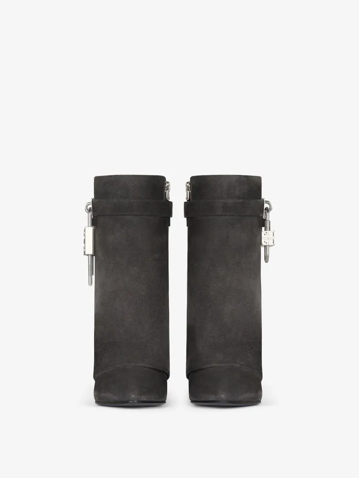Givenchy Shark Lock Ankle Boots In Suede Storm Grey Women Shark Lock Givenchy Shark Lock Ankle Boots In Suede Storm Grey Women Shark Lock