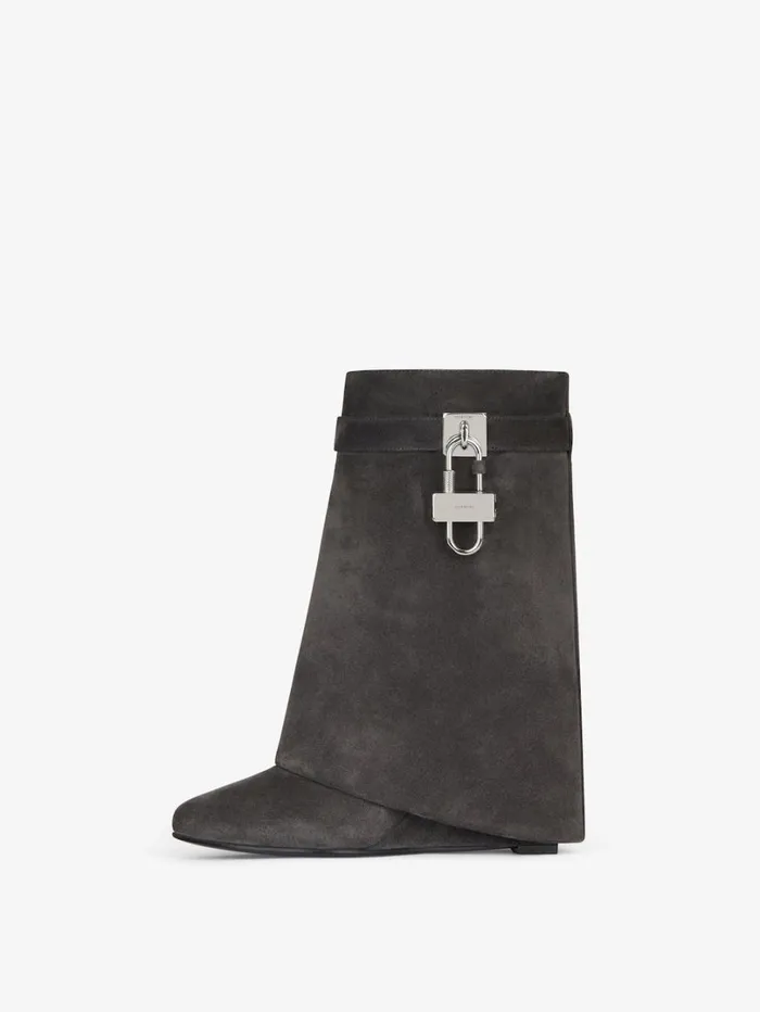 Givenchy Shark Lock Ankle Boots In Suede Storm Grey Women Shark Lock Givenchy Shark Lock Ankle Boots In Suede Storm Grey Women Shark Lock