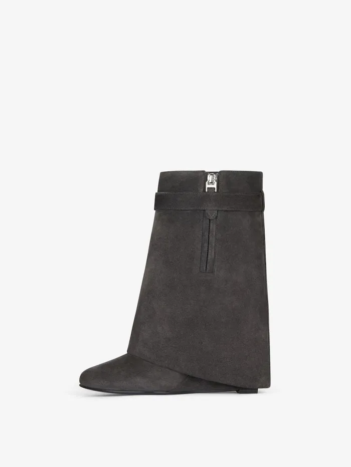 Givenchy Shark Lock Ankle Boots In Suede Storm Grey Women Shark Lock Givenchy Shark Lock Ankle Boots In Suede Storm Grey Women Shark Lock