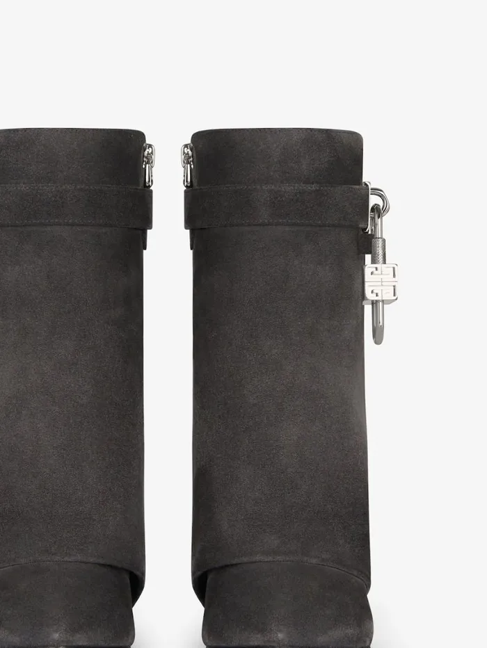 Givenchy Shark Lock Ankle Boots In Suede Storm Grey Women Shark Lock Givenchy Shark Lock Ankle Boots In Suede Storm Grey Women Shark Lock
