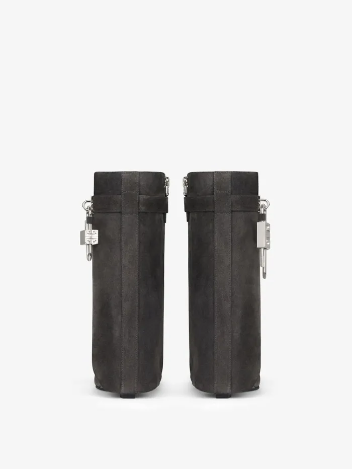 Givenchy Shark Lock Ankle Boots In Suede Storm Grey Women Shark Lock Givenchy Shark Lock Ankle Boots In Suede Storm Grey Women Shark Lock