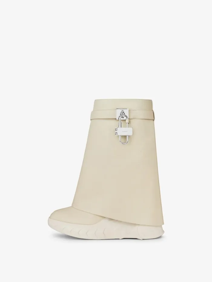 Givenchy Shark Lock Biker Ankle Boots In Grained Leather Beige Women Shark Lock Givenchy Shark Lock Biker Ankle Boots In Grained Leather Beige Women Shark Lock