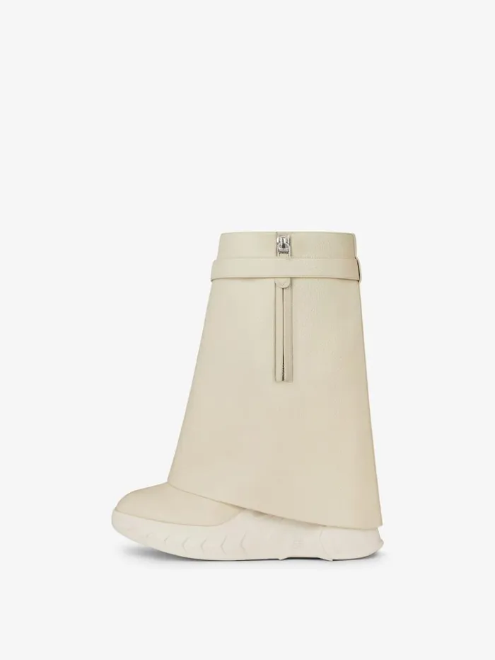 Givenchy Shark Lock Biker Ankle Boots In Grained Leather Beige Women Shark Lock Givenchy Shark Lock Biker Ankle Boots In Grained Leather Beige Women Shark Lock