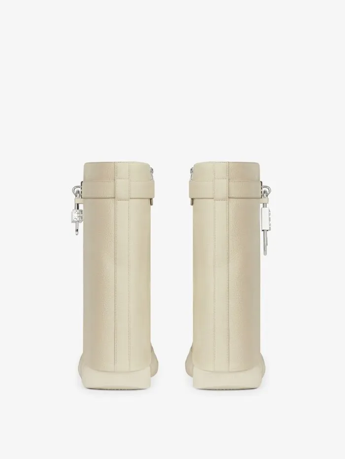Givenchy Shark Lock Biker Ankle Boots In Grained Leather Beige Women Shark Lock Givenchy Shark Lock Biker Ankle Boots In Grained Leather Beige Women Shark Lock