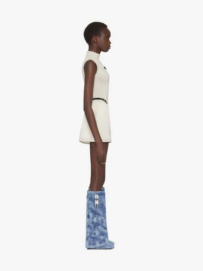 Givenchy Shark Lock Boots In Denim With Floral Embroidery Medium Blue Women Shark Lock Givenchy Shark Lock Boots In Denim With Floral Embroidery Medium Blue Women Shark Lock