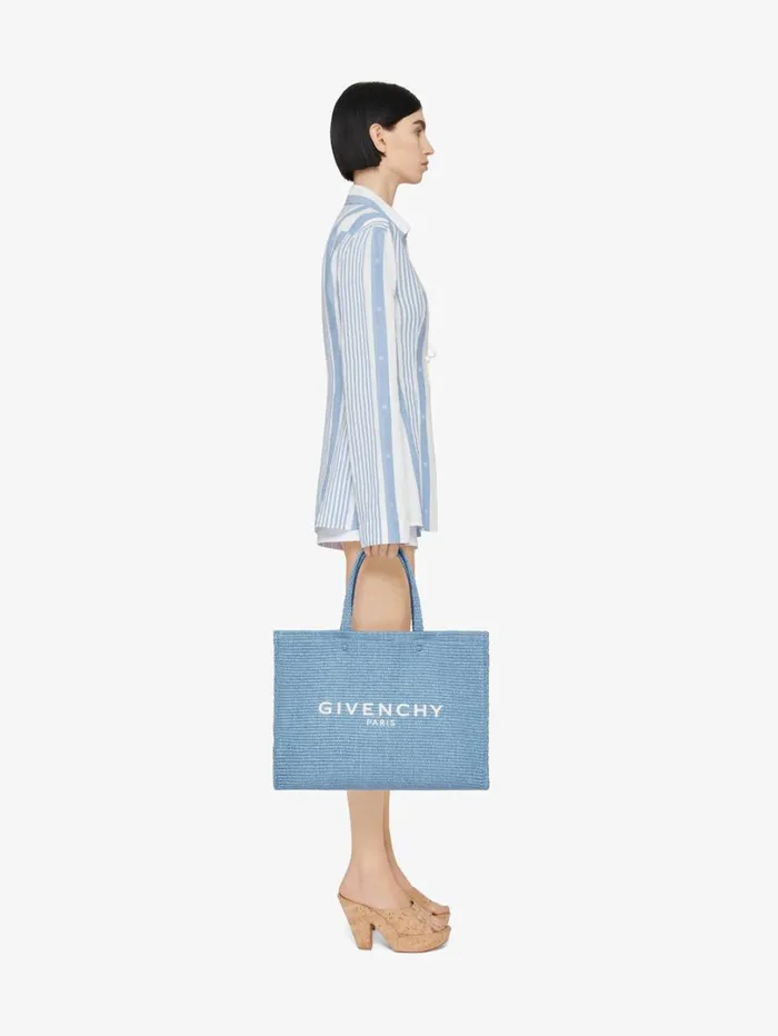 Givenchy Shirt In Cotton And Linen With 4G Stripes Blueoff White Women Tops and Shirts