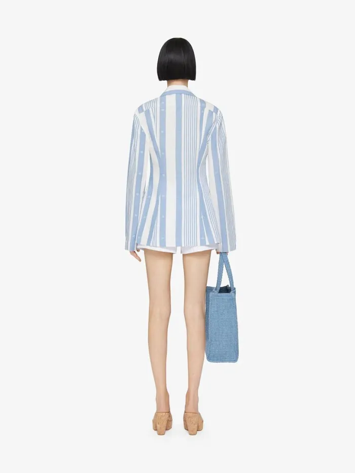 Givenchy Shirt In Cotton And Linen With 4G Stripes Blueoff White Women Tops and Shirts