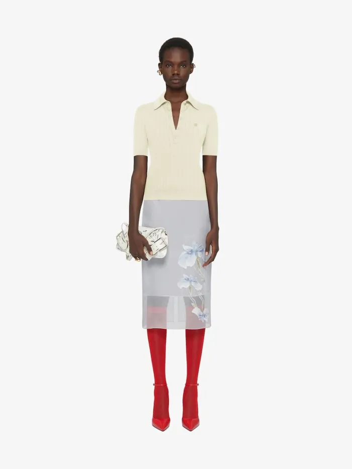 Givenchy Skirt In Floral Dvor Satin Ice Blue Women Skirts