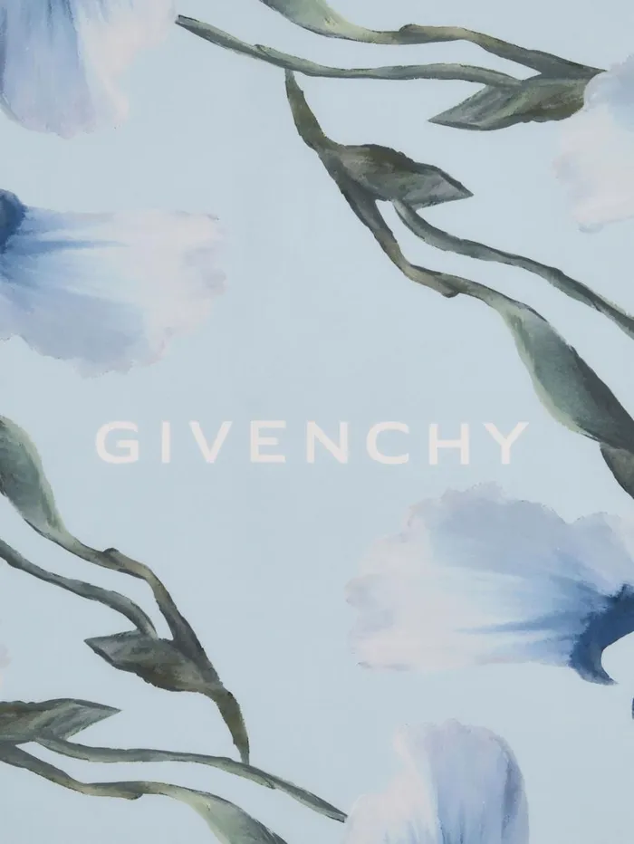 Givenchy Square In Silk With Floral Print Blue Women Scarves Givenchy Square In Silk With Floral Print Blue Women Scarves