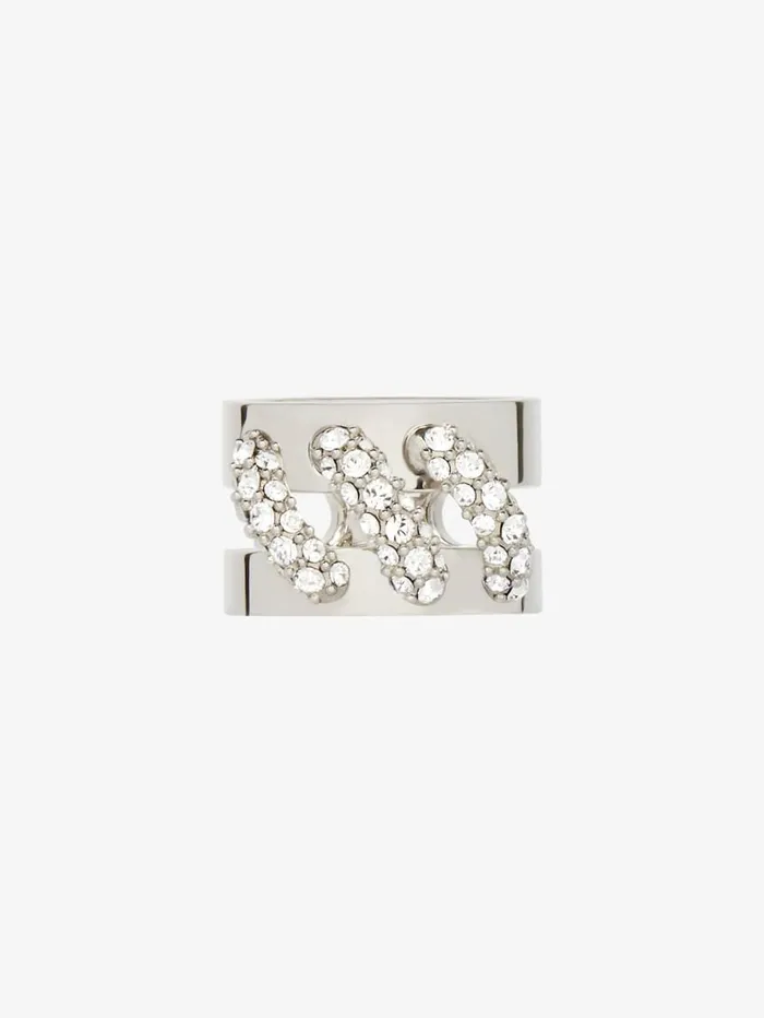 Givenchy Stitch Ring In Metal With Crystals Silvery Women Jewelry