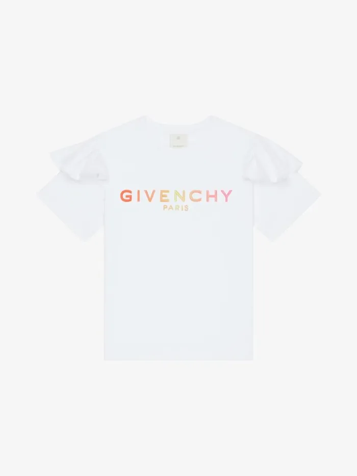Givenchy Tshirt In Jersey With Ruffles White Women Girl 4 To 12 Years