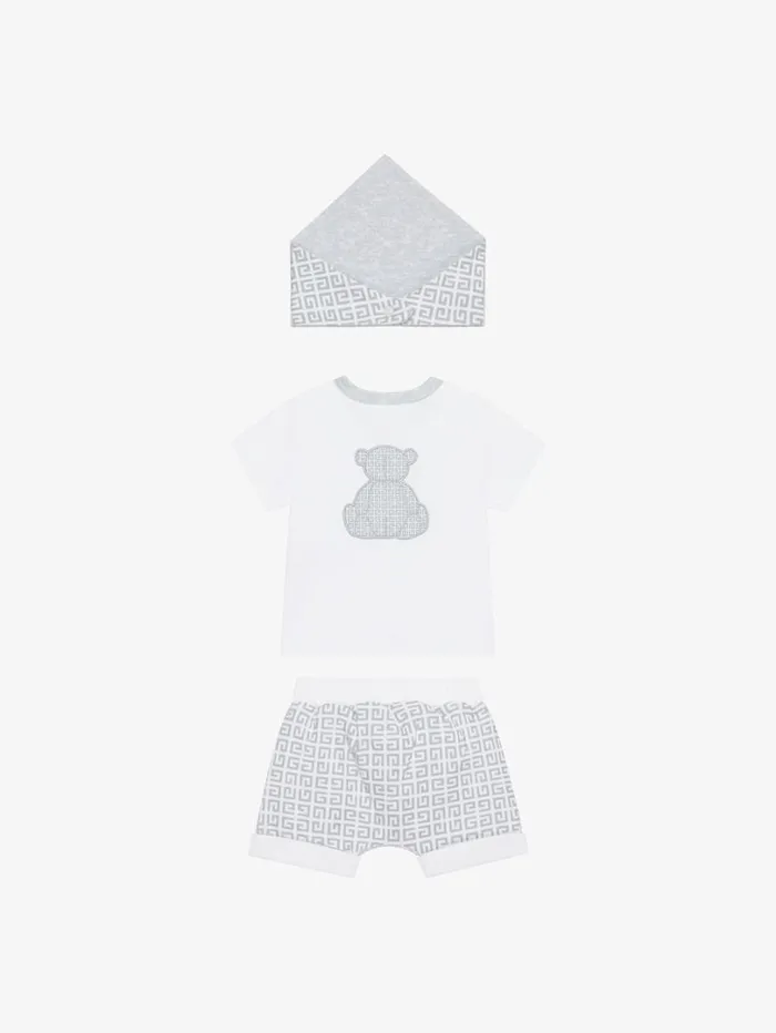 Givenchy Tshirt Shorts And Bandana Gift Set Greywhite WomenMen Baby 1 Month To 3 Years Givenchy Tshirt Shorts And Bandana Gift Set Greywhite WomenMen Baby 1 Month To 3 Years