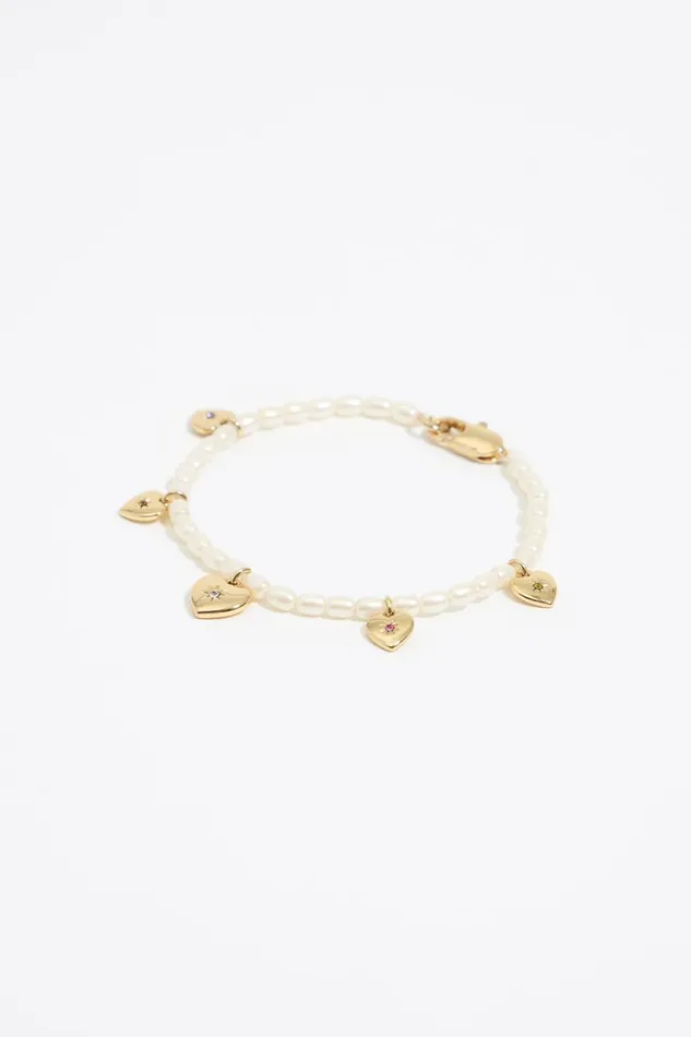 Gold Hearts And Pearls Bracelet Pearl Women Bimba Y Lola Jewelry