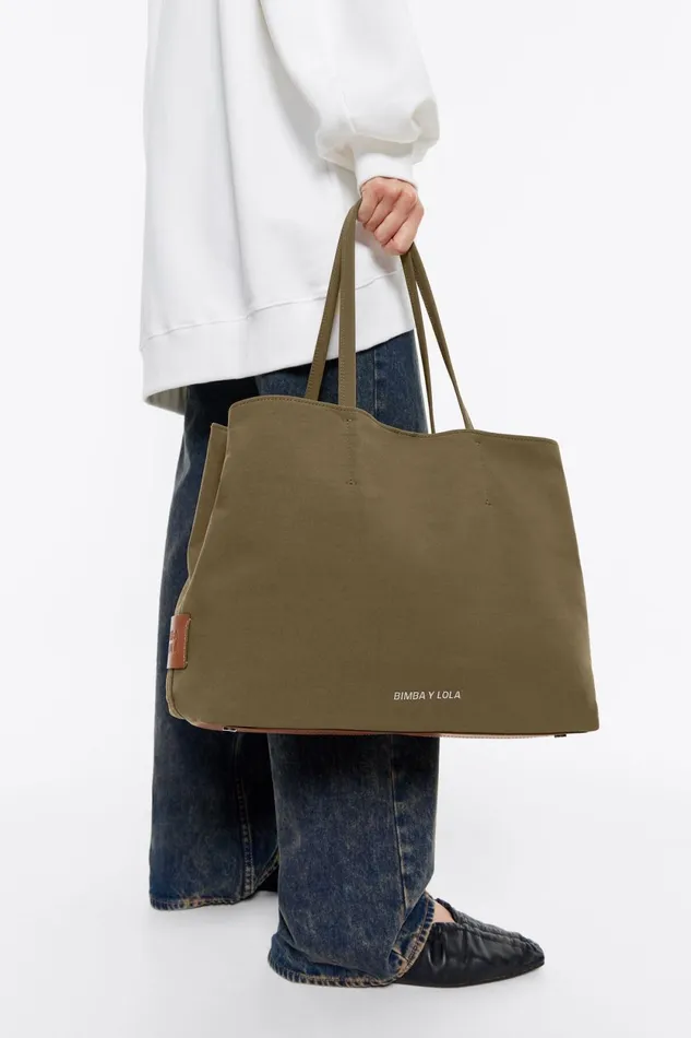 Grand Sac Shopping Chihuahua Gabardine Olive Olive Women Bimba Y Lola Shoppers