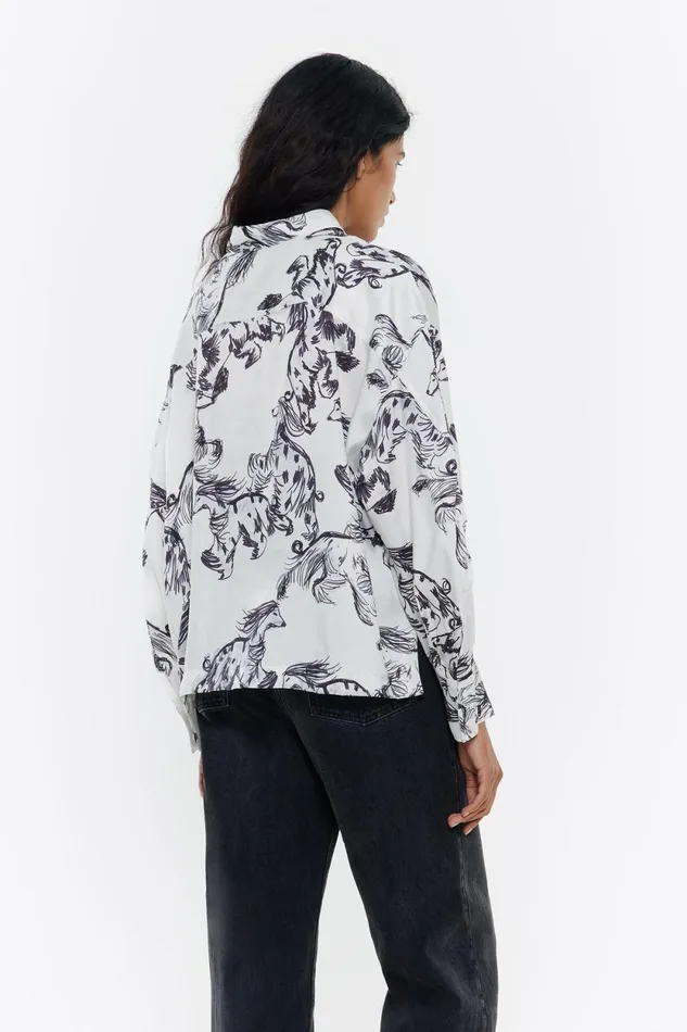 Gray Greyhound Boxy Shirt Galgo Big Grey Women Bimba Y Lola Total Look Gray Greyhound Boxy Shirt Galgo Big Grey Women Bimba Y Lola Total Look