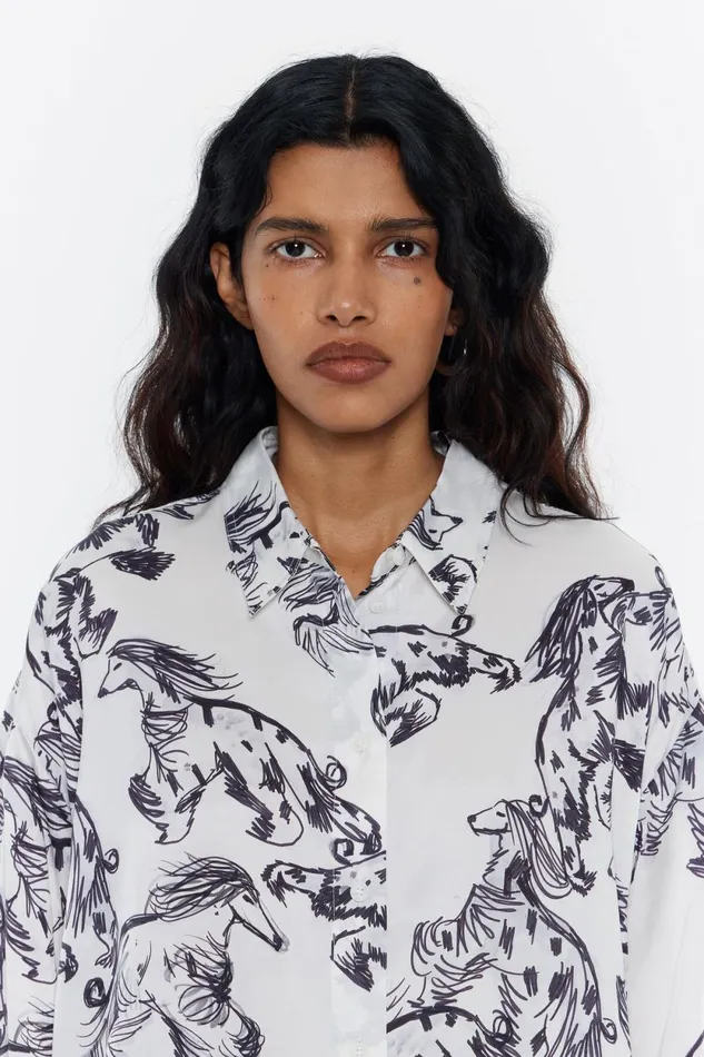 Gray Greyhound Boxy Shirt Galgo Big Grey Women Bimba Y Lola Total Look Gray Greyhound Boxy Shirt Galgo Big Grey Women Bimba Y Lola Total Look