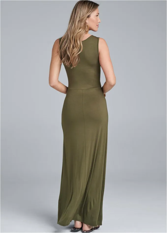 GROMMET DETAIL MAXI DRESS Olive Women VENUS Sundresses