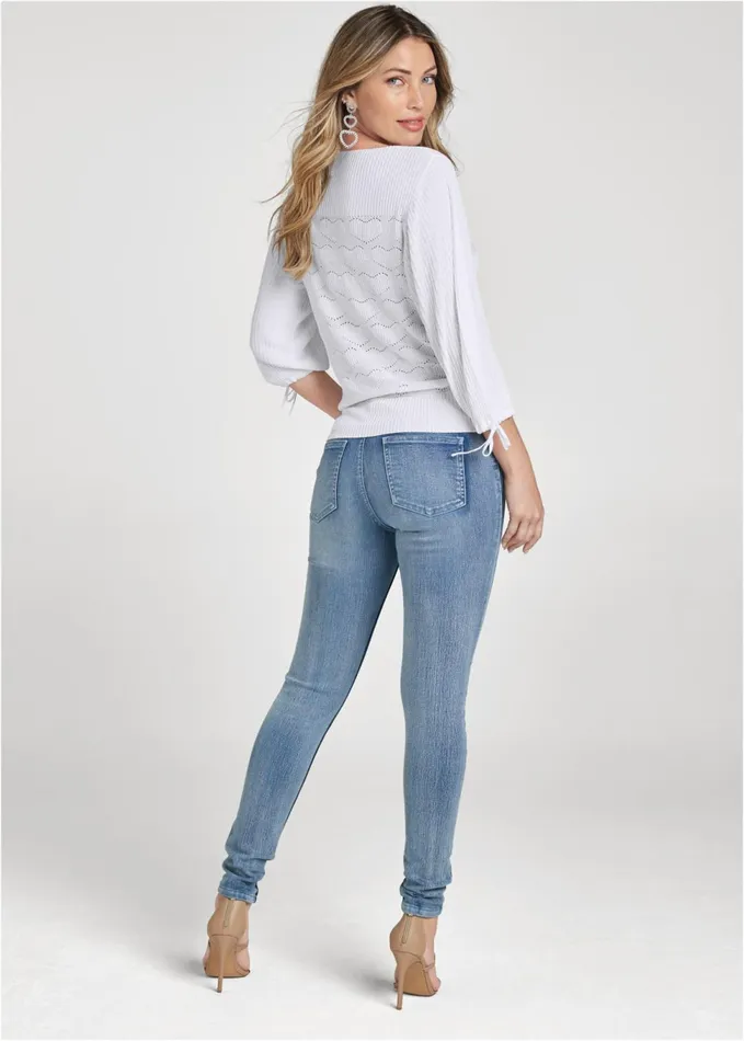 HEART KNIT SWEATER White Women VENUS Pullover