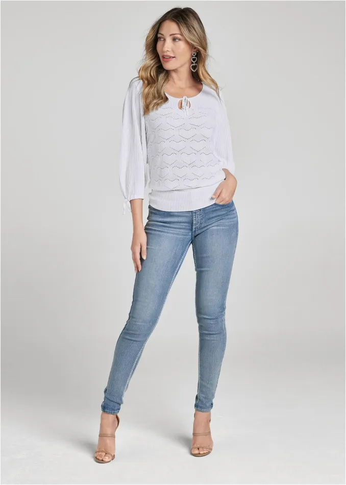 HEART KNIT SWEATER White Women VENUS Pullover