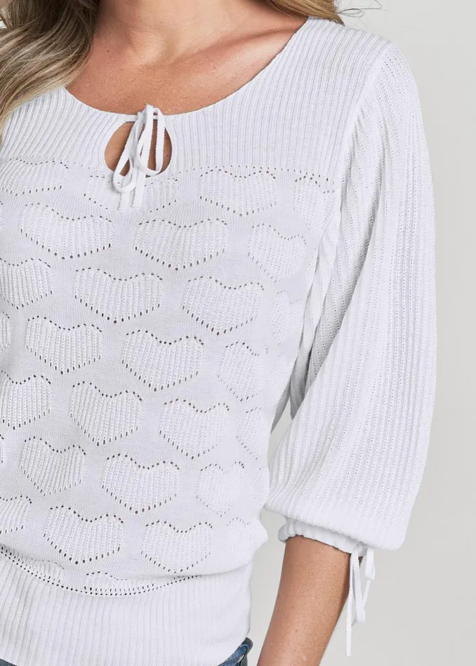 HEART KNIT SWEATER White Women VENUS Pullover