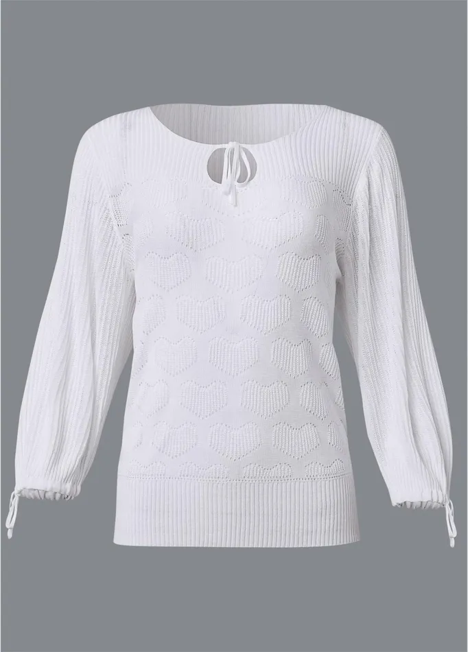 HEART KNIT SWEATER White Women VENUS Pullover