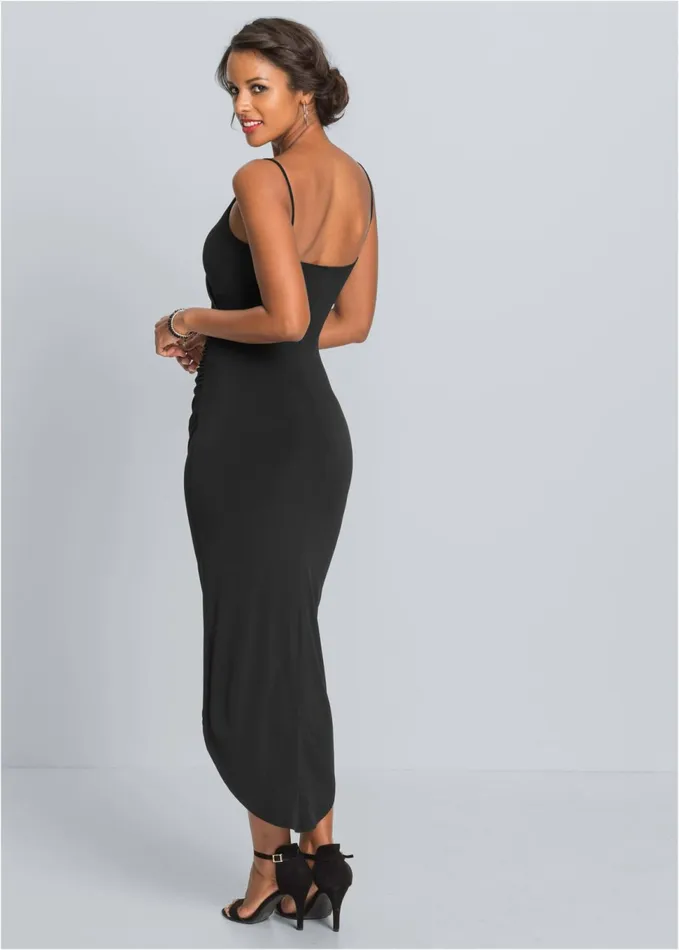 HIGH SLIT PARTY DRESS Black Women VENUS Midi Dresses