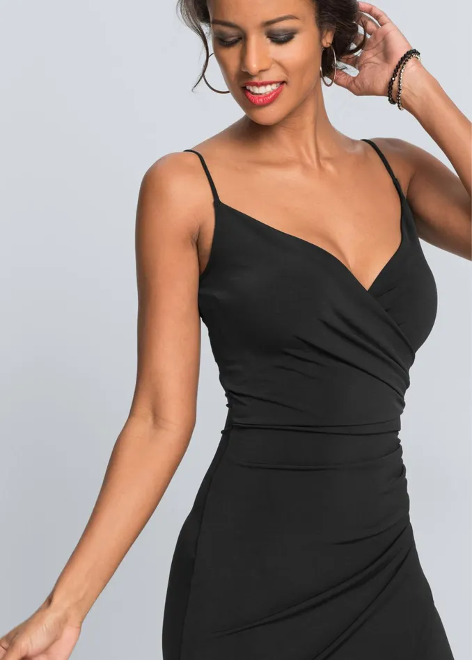 HIGH SLIT PARTY DRESS Black Women VENUS Midi Dresses