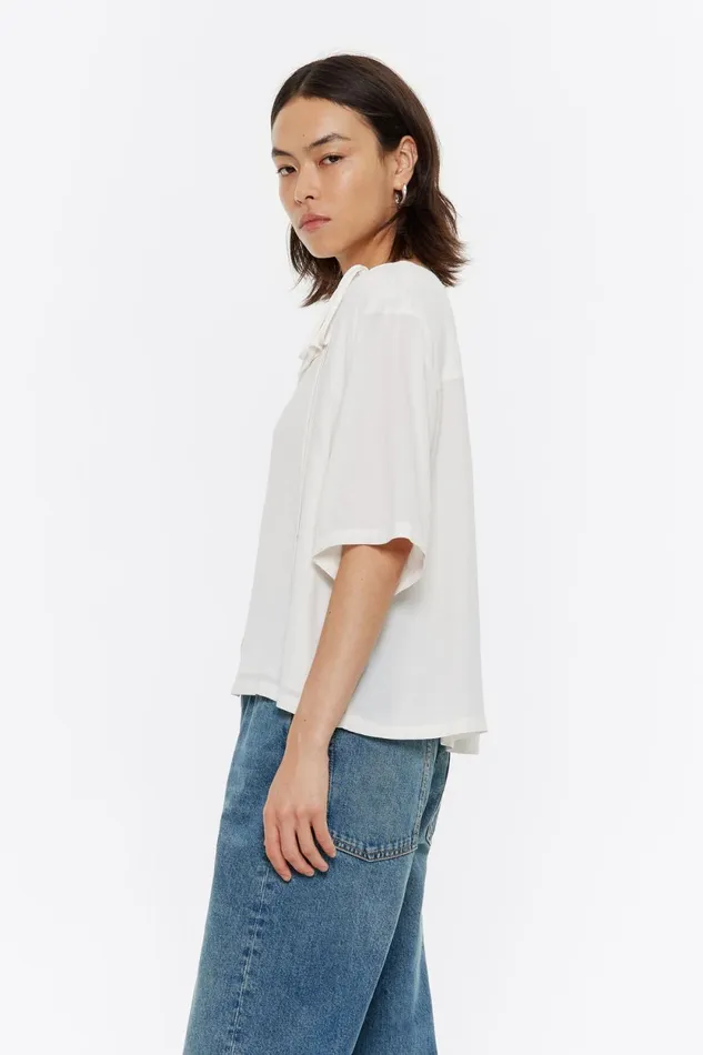 Ivory Tie Scarf Top Ivory Women Bimba Y Lola Shirts Ivory Tie Scarf Top Ivory Women Bimba Y Lola Shirts