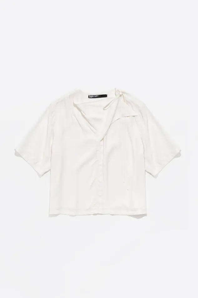 Ivory Tie Scarf Top Ivory Women Bimba Y Lola Shirts Ivory Tie Scarf Top Ivory Women Bimba Y Lola Shirts