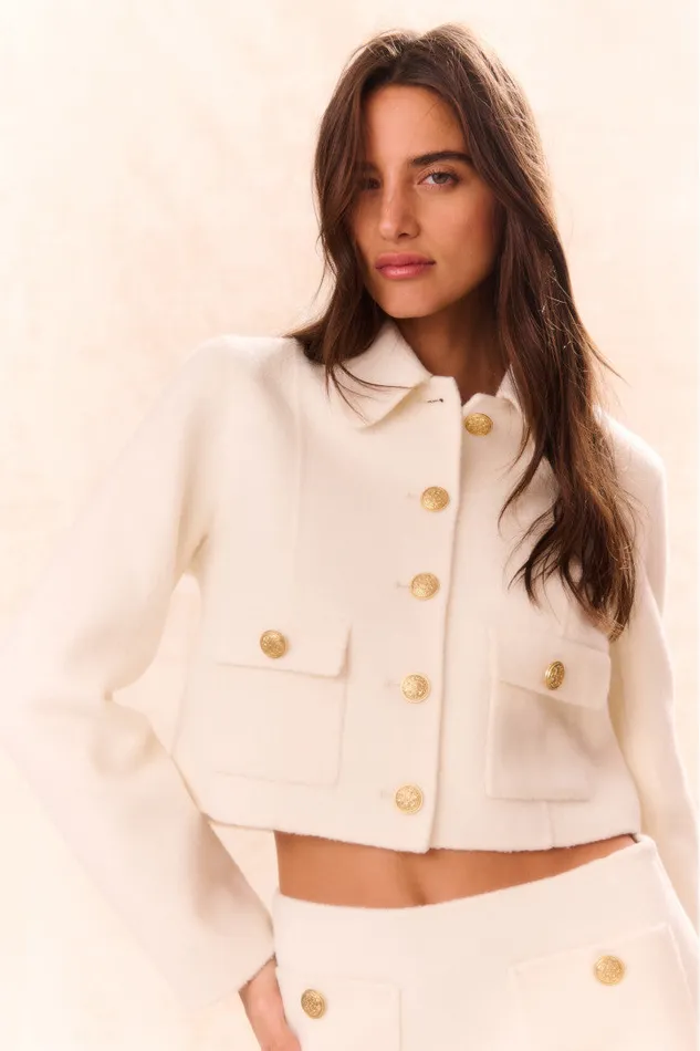 Jackets and Coats Women LoveShackFancy Lettie Wool MilitaryInspired Jacket Oatmeal Jackets and Coats Women LoveShackFancy Lettie Wool MilitaryInspired Jacket Oatmeal