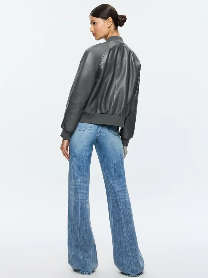 Jackets Coats Women Alice Olivia Felisa Leather Bomber Charcoal